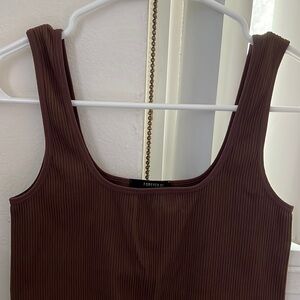 Brown Ribbed Bodysuit